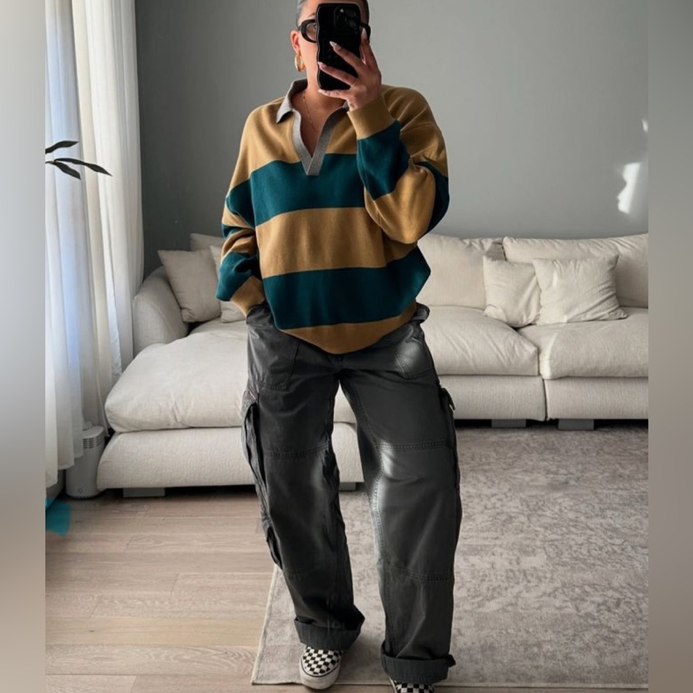 NWT Uniqlo Smooth Cotton Relaxed Polo Sweater